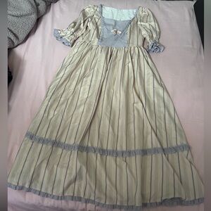 Vintage inspired Bridgeton Striped Dress with Ruffle Sleeves